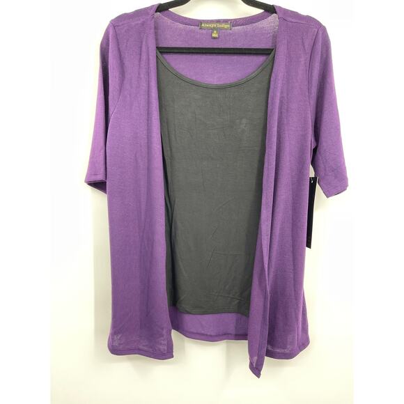 Always Indigo Purple Cardigan Sweater with Black Tank Top Womens Small NEW - Picture 11 of 12
